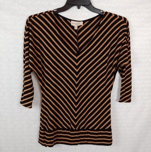Philosophy Coffee/Black Striped top.Size S